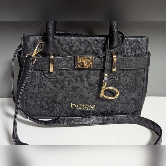 Bebe Crossbody Bag in Black with Gold Details - Picture 1 of 12